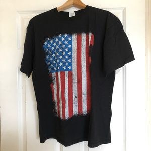 Anvil USA OLD GLORY Distressed Flag Black T-Shirt